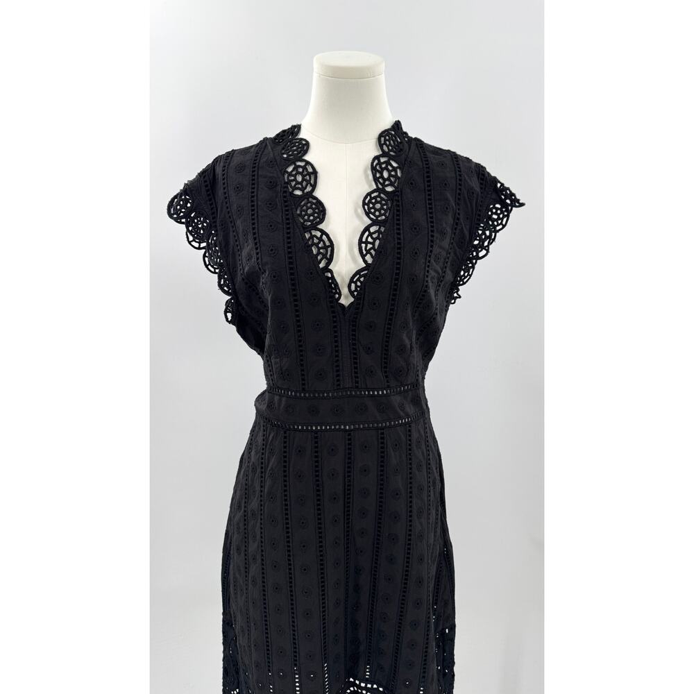 Opening Ceremony Black Lace Eyelet Sleeveless V-neck Dress Knee Length Sheath 8
